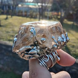 黃泥骸骨/骨幹水晶原礦手工銀戒 ~「0」~ Skeletal Quartz Silver Ring 第2張的照片