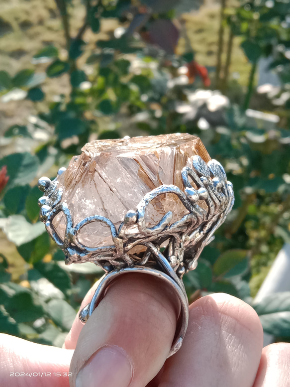 黃泥骸骨/骨幹水晶原礦手工銀戒 ~「0」~ Skeletal Quartz Silver Ring 第11張的照片