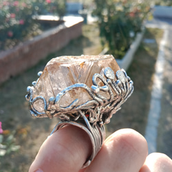 黃泥骸骨/骨幹水晶原礦手工銀戒 ~「0」~ Skeletal Quartz Silver Ring 第6張的照片