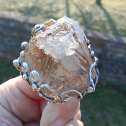 黃泥骸骨/骨幹水晶原礦手工銀戒 ~「0」~ Skeletal Quartz Silver Ring 第7張的照片