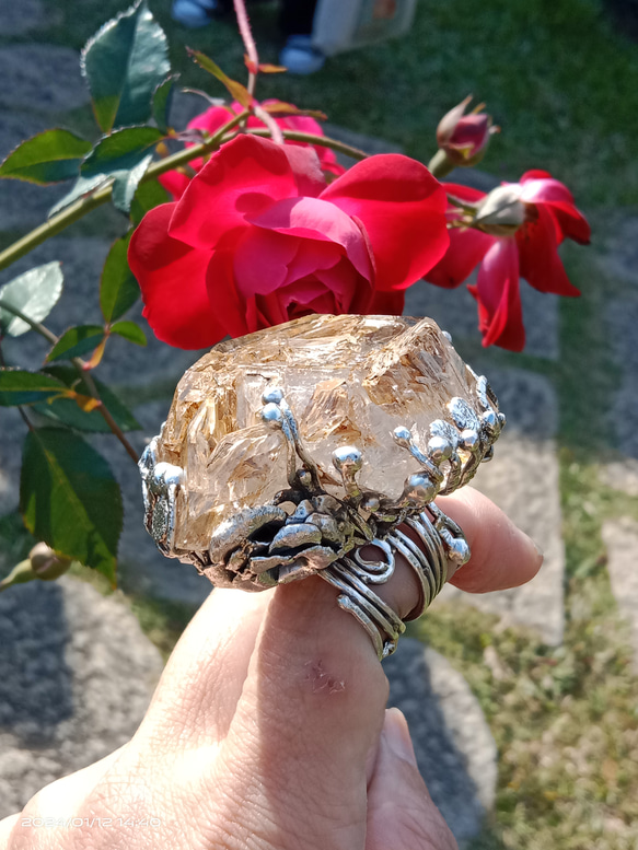 黃泥骸骨/骨幹水晶原礦手工銀戒 ~「0」~ Skeletal Quartz Silver Ring 第16張的照片