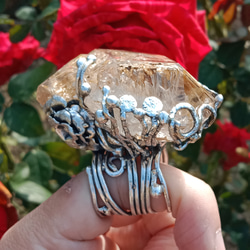 黃泥骸骨/骨幹水晶原礦手工銀戒 ~「0」~ Skeletal Quartz Silver Ring 第19張的照片