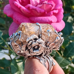 黃泥骸骨/骨幹水晶原礦手工銀戒 ~「0」~ Skeletal Quartz Silver Ring 第9張的照片