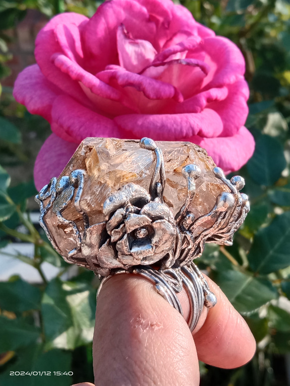 黃泥骸骨/骨幹水晶原礦手工銀戒 ~「0」~ Skeletal Quartz Silver Ring 第9張的照片