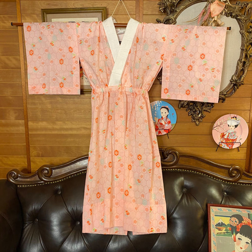 長襦袢 着物 ハンドメイド リメイク ワンピース ドレス 和洋折衷