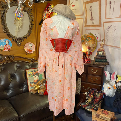 長襦袢 着物 ハンドメイド リメイク ワンピース ドレス 和洋折衷