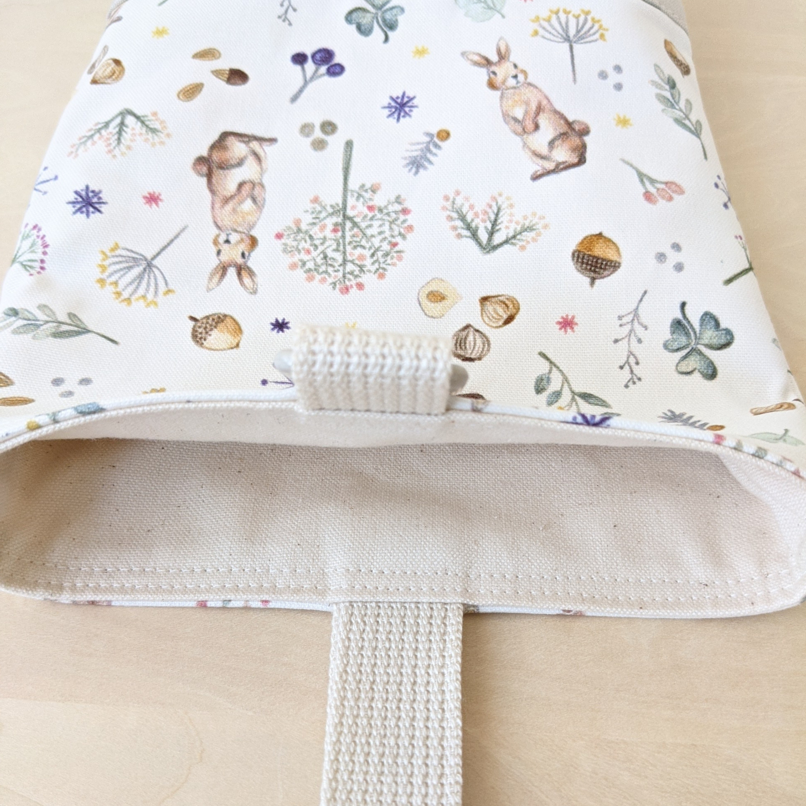 《受注制作》森のうさぎ柄 入園入学3点セット (ベージュ)　レッスンバッグ･シューズバッグ･お着替え袋