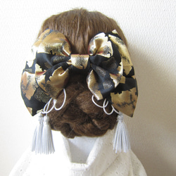 【アウトレット】髪飾り　リボン✿金襴 　金①　成人式　卒業式　着物　袴　振袖　ウェディング 6枚目の画像