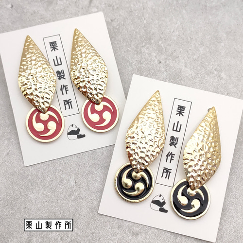 ピアス ZC/雷神様の雷太鼓の紋様のチャーム！重厚感のある槌目模様の