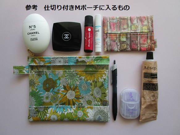 M-3 透明袋，帶隔間 Joanna Louise Liberty 層壓板♡薊、石竹、玫瑰、非洲香脂 第9張的照片