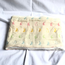 ふんわり六重織ガーゼ×ラビットボアのスヌード　fuwara 限定色多色ウサギ 2枚目の画像