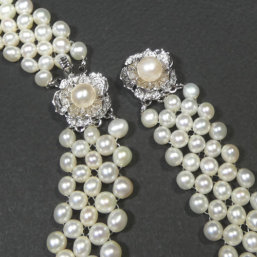 ベビーパール ネックレス＆ブレス 本真珠ニアラウンドホワイトメッシュ