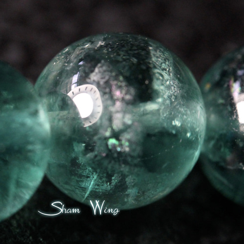 チラチラ虹ブルーグリーンフローライト約8.3～8.8mm前後ブレスレット