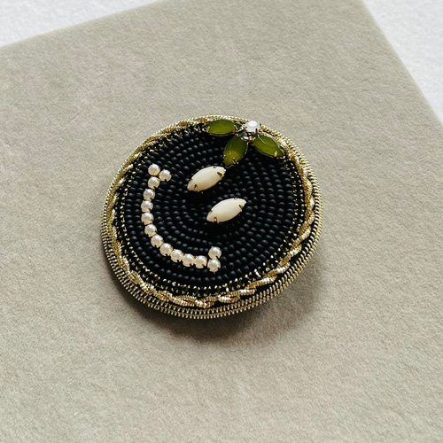M.K.R.K⭐︎様専用 レモン オレンジ ビーズ 刺繍 ブローチ