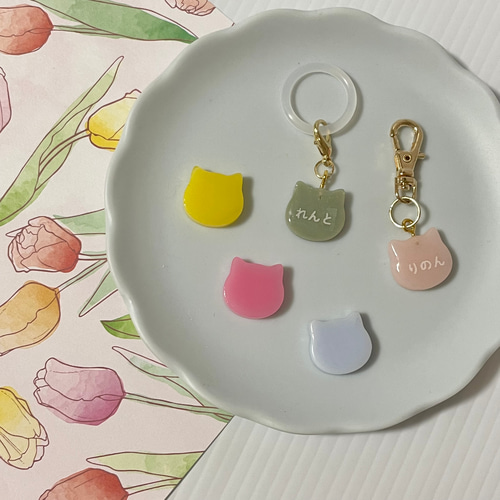 名入れ】アンブレラマーカー（ねこ）ネームタグ イニシャルチャーム 傘