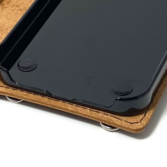 送料無料 手帳型 スマホケース iPhone 11 用 スマホショルダー ハードカバー 革 ミディアムブラウン 6枚目の画像