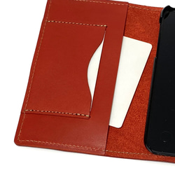 送料無料 手帳型 スマホケース iPhone 11 用 スマホショルダー ハードカバー 革 レッド 5枚目の画像