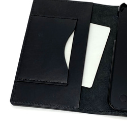 送料無料 手帳型 スマホケース iPhone 11pro 用 スマホショルダー ハードカバー 革 ブラック 5枚目の画像