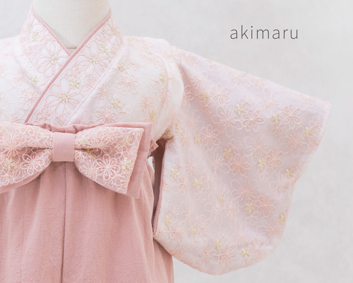 ハンドメイド❁⃘ベビー袴 豪華 くすみピンク レース お食い初め 初節句 ハンドメイド❁⃘ベビー袴 豪華 くすみピンク レース お食い初め