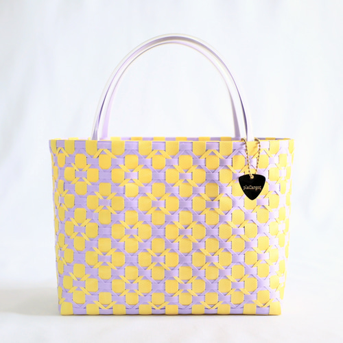 マハロカンパニー 花柄プラカゴ 手持ち付き 7点セット 色違いの青✕白