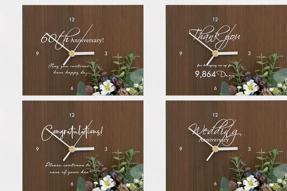 特典付き！結婚式のご両親贈呈品やお祝いに♪　木製パネルのフラワーリース花時計 4枚目の画像