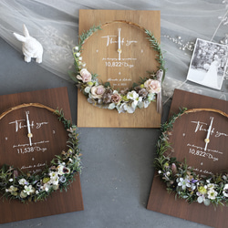 特典付き！結婚式のご両親贈呈品やお祝いに♪　木製パネルのフラワーリース花時計 5枚目の画像