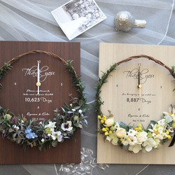 特典付き！結婚式のご両親贈呈品やお祝いに♪　木製パネルのフラワーリース花時計 6枚目の画像