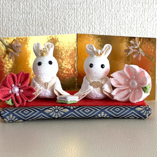 ハンドメイド 手作り 縮緬 ちりめん 古布 兎 お雛様 ひな祭り