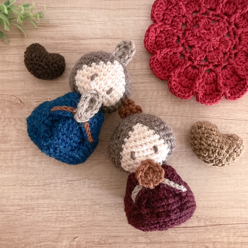 おひなさまのあみぐるみ 雛人形 親王飾り お内裏様とお雛様【ドイリー