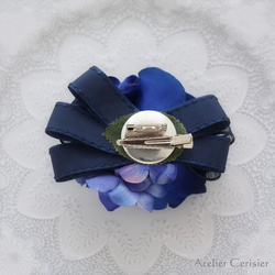 ローズ コサージュ ブルー パール付き 2WAY ダブルピン #87【卒業式 入学式 セレモニー】 5枚目の画像