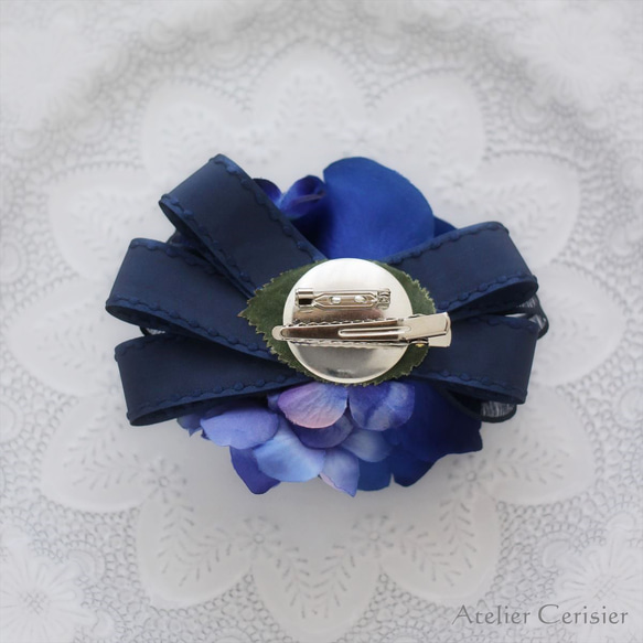 ローズ コサージュ ブルー パール付き 2WAY ダブルピン #87【卒業式 入学式 セレモニー】 5枚目の画像