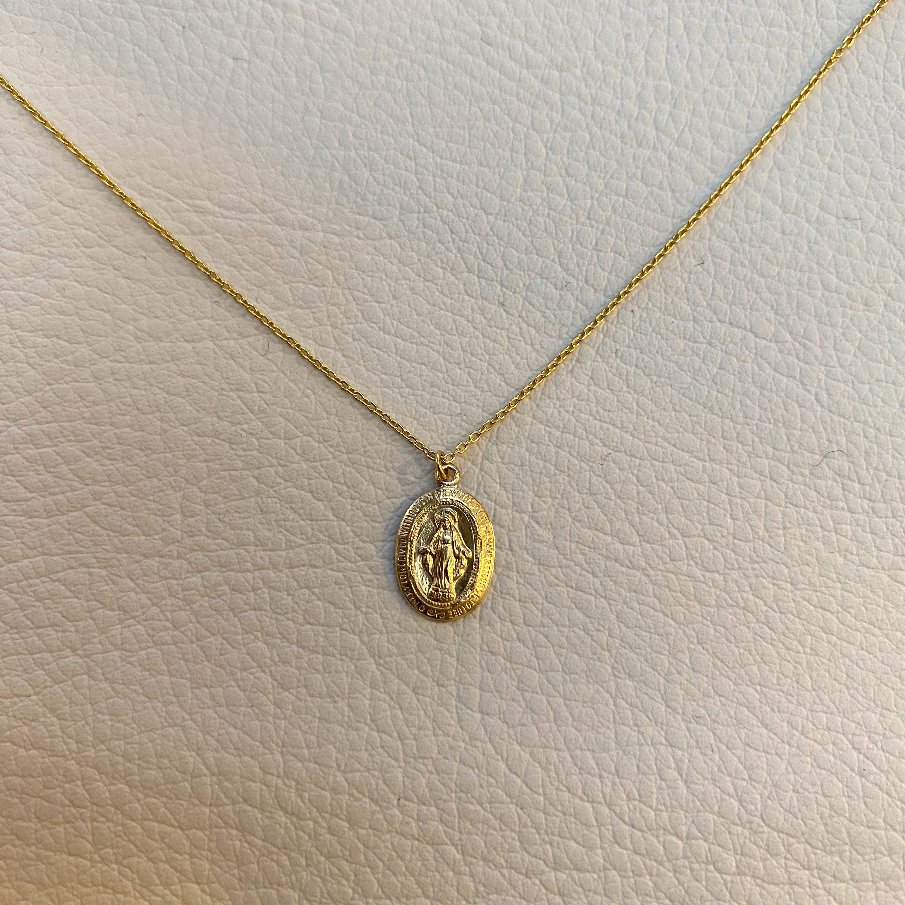 【14K GOLD FILLED】NB128不思議のメダイ・オーバル ネックレス40cm ゴールドフィルド 14kgf