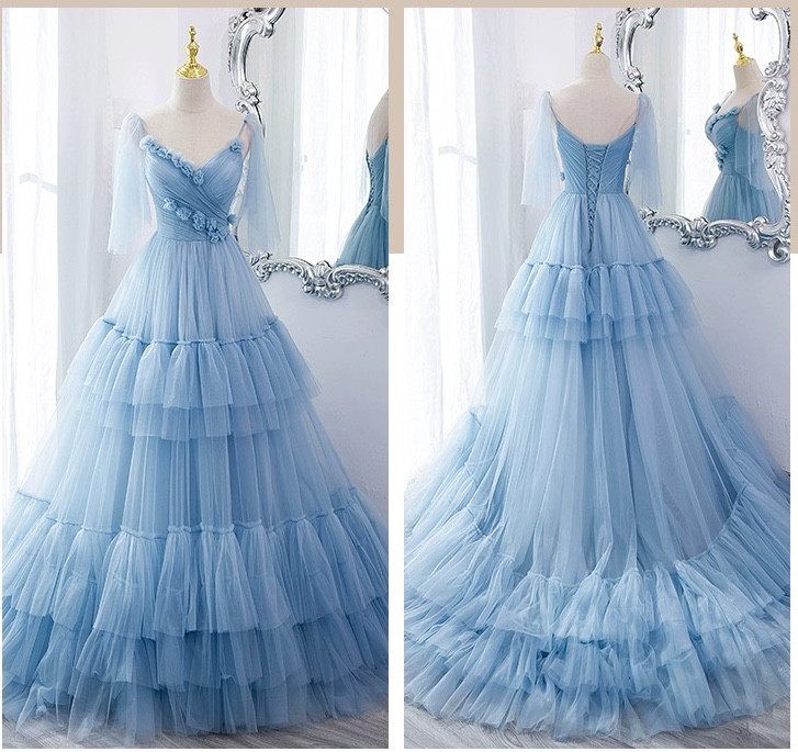 ウェディングドレス　フリル　チュールドレス　パーティードレス　前撮りドレス　二次会　カラードレス（WD242052）