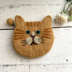 オリジナル 羊毛フェルト 猫ちゃん ポーチ ハンドメイド 猫