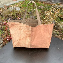柿渋 x 胡桃　鉄媒染　大容量 トートバッグ 柿渋染めトートバック | POT Dye & Design