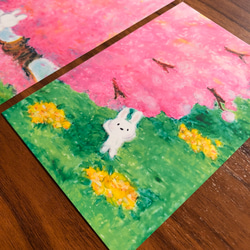 大きな桜の木とウサギさん　(ポストカード3枚入り) 7枚目の画像