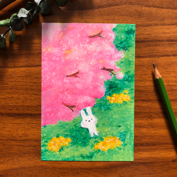 大きな桜の木とウサギさん　(ポストカード3枚入り) 5枚目の画像
