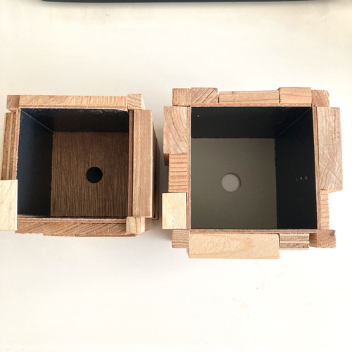 モザイクプランターBOX 2個セット (四角、縦長) 素焼 鉢付き モザイクプランターBOX 2個セット (四角、縦長) 素焼 鉢付き