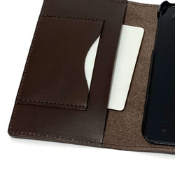 送料無料 手帳型 スマホケース iPhone 12 pro 用 スマホショルダー ハードカバー 革 チョコ 5枚目の画像