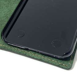 送料無料 手帳型 スマホケース iPhone 12 pro 用 スマホショルダー ハードカバー 革 グリーン 6枚目の画像