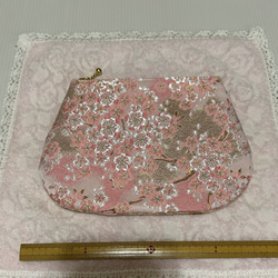金襴　14㌢　末広　ポーチ　ピンク２柄　桜　春爛漫　数珠　ブレスレット　印鑑入れ　バッグインバッグ　320 9枚目の画像