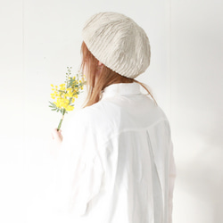 リネン100％のスラッシュキルトベレー<ナチュラル>　ベレー帽　春夏　生成　ナチュラル　ファッション 11枚目の画像