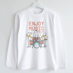 長袖Tシャツ（ENJOY MUSIC / ドラマー / シマエナガ / A） 3枚目の画像