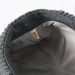 リネン100％のスラッシュキルトベレー<チャコールグレー>　ベレー帽　春夏　ナチュラル　ファッション 6枚目の画像