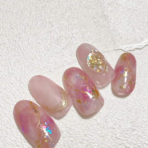 天然石ネイル ニュアンスネイル ネイルチップ ピンクネイル 夏ネイル  