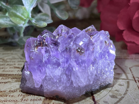 カコクセナイト内包✨ アメジスト クラスター 原石 ラフストーン 紫