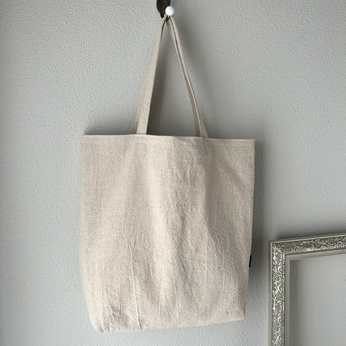 特集掲載｜【巾着付き】コットンリネンのふんわりエコバッグ・生成り