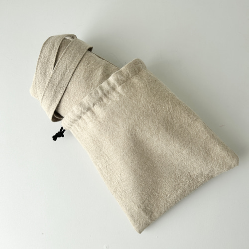 特集掲載｜【巾着付き】コットンリネンのふんわりエコバッグ・生成り