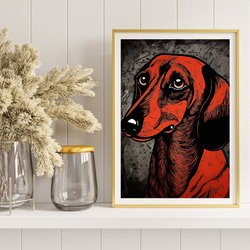 【Trinity (トリニティー)  - ダックスフンド犬 No.2】幸運 モダンアートポスター 犬の絵 犬の絵画 8枚目の画像