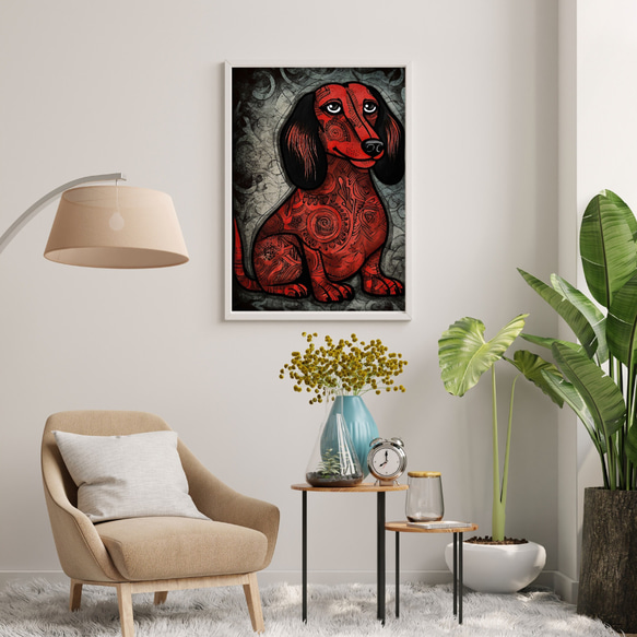 【Trinity (トリニティー)  - ダックスフンド犬 No.5】幸運 モダンアートポスター 犬の絵 犬の絵画 7枚目の画像